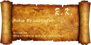Reha Krisztofer névjegykártya